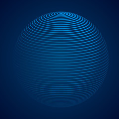 Abstract 3D Sphere with Stripes, lines. Vector illustration.