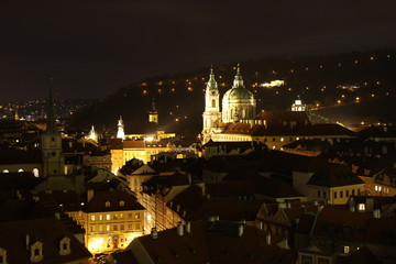 Fototapeta premium Prague at night, St. Nicholas Church (Malá Strana), Czech republic