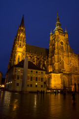 Fototapeta na wymiar St. Vitus' Cathedral on Prague Castle in the Night