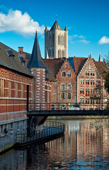Nice houses in the old town of Ghent, Belgium