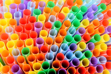 Detail of straws as abstract colorful background