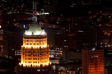 Aeriel view of San Antonio Texas
 at night