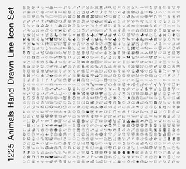  Animals Line Hand Drawn icon set