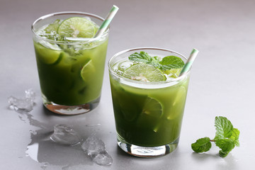 MATCHA MINT ICED TEA.