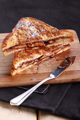French toast filled banana and chocolate.