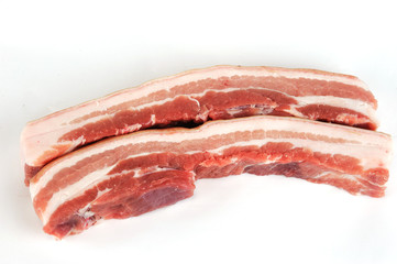 Pork belly on white background