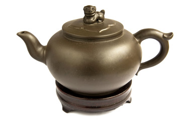 Traditional Chinese ceramic teapot isolated on white background