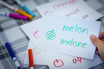 German; Learning New Language with Fruits Name Flash Cards