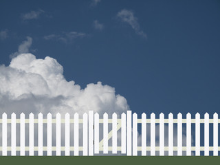 White picket fence and gate 