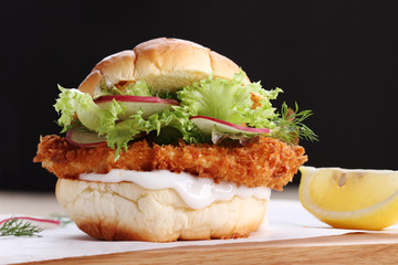 crispy fish burger.