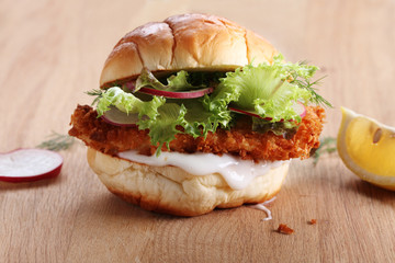 crispy fish burger.