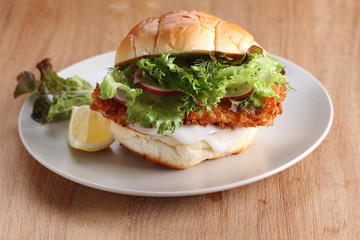 crispy fish burger.