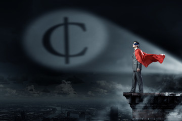 Naklejka premium Super hero deep in his thoughts