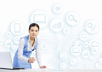 Woman working at table