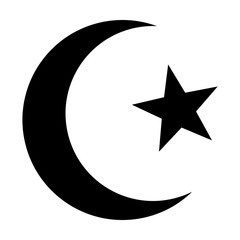 Fototapeta premium Star and crescent - symbol of Islam flat icon for apps and websites