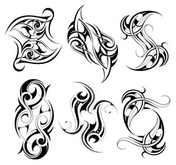 Set of tribal tattoo shapes