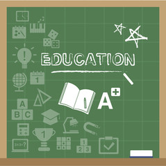 education icons on the blackboard