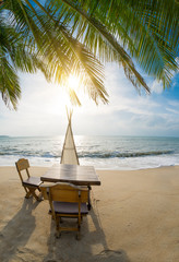 Dinner table at the beach