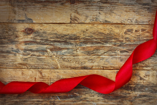 holiday valentines day background with red ribbon