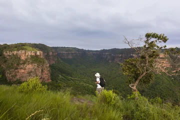 Deurstickers Hiking Wilderness exploring rugged valley cliffs gorge landscape © ChrisVanLennepPhoto