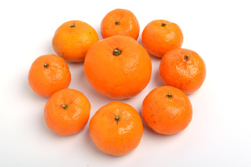 Mandarin oranges on white background