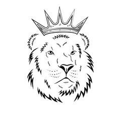 Lion head in crown - vector illustration