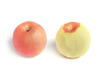 Isolated image peeled apple on a white background