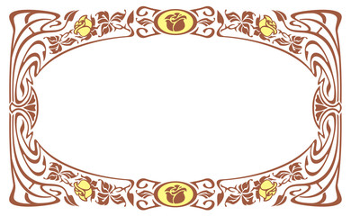 Elegant silhouette frame in art nouveau style