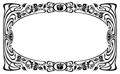 Elegant silhouette frame in art nouveau style