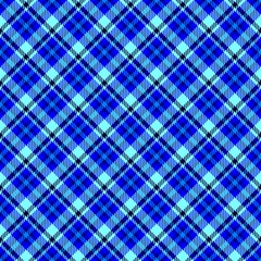 Blue seamless oblique checkered plaid with fabric texture