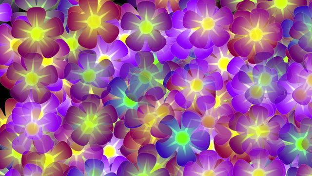 Hippie Flowers Shaking Background - 1080p. Computer generated abstract motion background. Perfect to use with music, backgrounds, transition and titles.