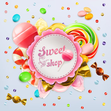 Sweet shop candy vector label