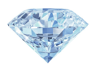 Blue diamond isolated on white background 3d