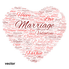 Vector conceptual Valentine heart word cloud