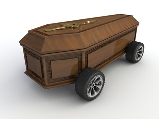 Coffin with wheels