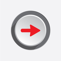 Pointer icon. Move cursor sign, guide symbol. Red silhouette on circle grey button. Vector