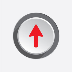 Pointer icon. Move cursor sign, guide symbol. Red silhouette on circle grey button. Vector isolated