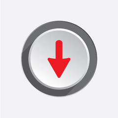 Pointer icon. Move cursor sign, guide symbol. Red silhouette on circle grey button. Vector isolated
