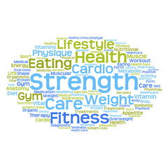 Obraz premium Concept or conceptual abstract health diet or sport word cloud or wordcloud isolated on white background