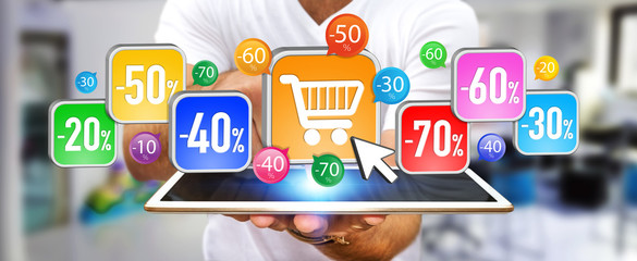 Young man shopping during sales period