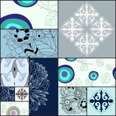 vector seamless patchwork pattern. oriental or russian design