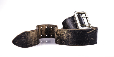 Rugged Brown Leather Jean Belt with Isolated on White