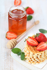 Waffles and honey