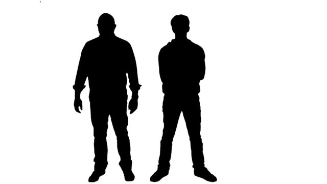 Best friends talking silhouette - 1080p. Silhouette of friends Posing for video shoot and talking - Full HD
