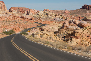 Valley of Fire, Strasse, Wüste, Farbig, Nevada,Tag, Sommer, USA