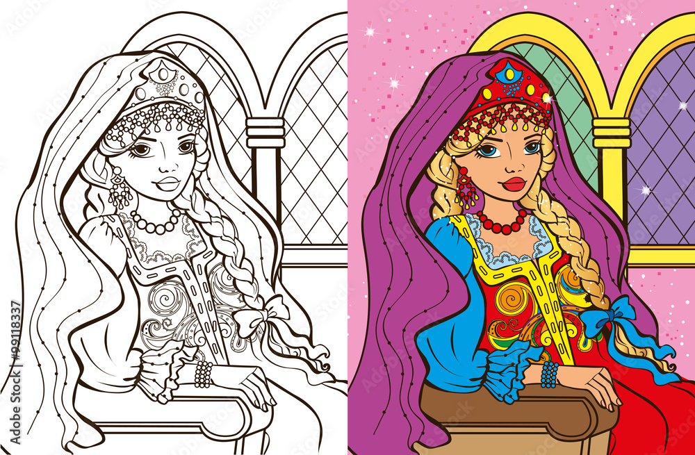 Wall mural Colouring Book Of Russian Princess