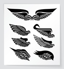 Set of wings. Could be used as tattoos. EPS10.