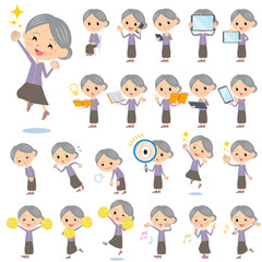 Purple clothes grandmother 2／同じシリーズはtoyotoyoポートフォリオ内から「親しみ　デフォルメ」と検索してください