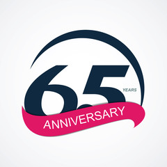 Template Logo 65 Anniversary Vector Illustration