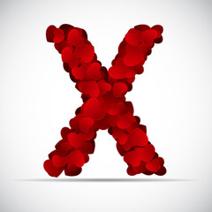 Valentine Day Alphabet of Hearts Vector Illustration